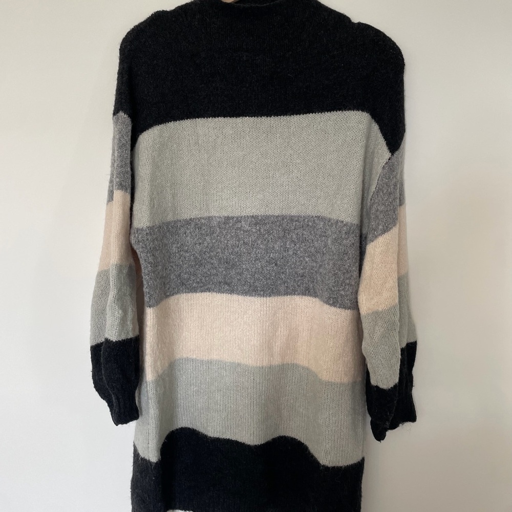 Wishlist Women's Sweater Dress - Black, Gray, and Cream Stripes